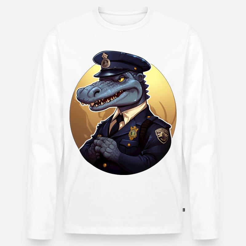 Krokodil Polizist - Männer Premium Bio Langarmshirt - Weiß