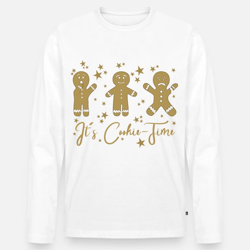 It’s Cookie Time – Gingerbread Design - Männer Premium Bio Langarmshirt - Weiß