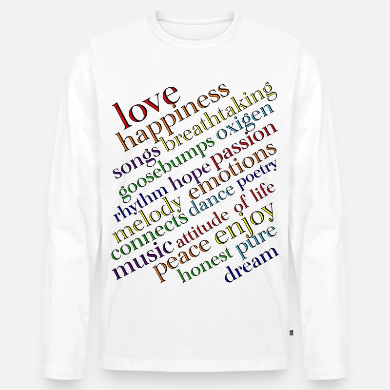 Regenbogen Typografie Lebensfreude - Männer Premium Bio Langarmshirt - Weiß