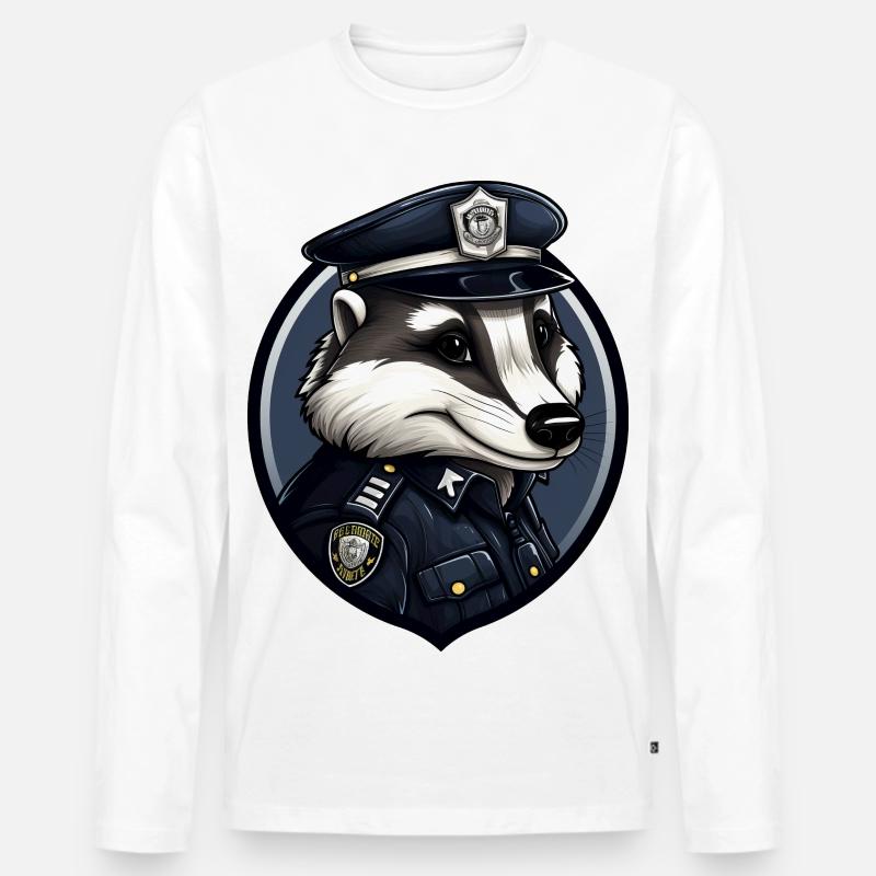Dachs Polizei - Männer Premium Bio Langarmshirt - Weiß