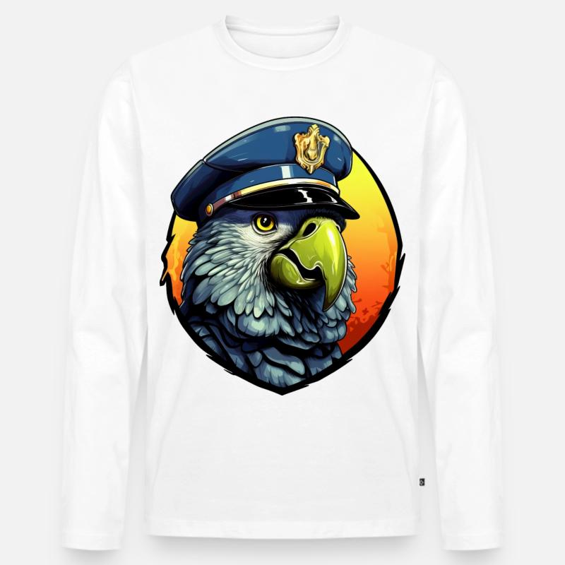 Polizei Papagei - Männer Premium Bio Langarmshirt - Weiß