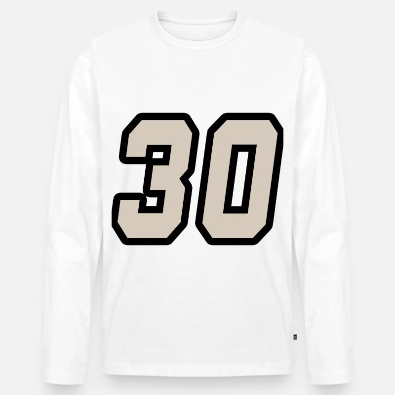 NUMMER DREISSIG 30 - Männer Premium Bio Langarmshirt - Weiß