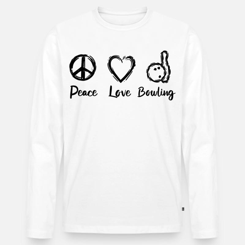 Bowling Liebe - Männer Premium Bio Langarmshirt - Weiß