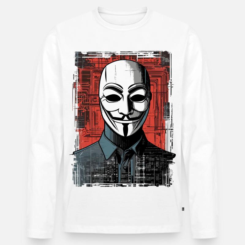 Anonymous Maske - Männer Premium Bio Langarmshirt - Weiß