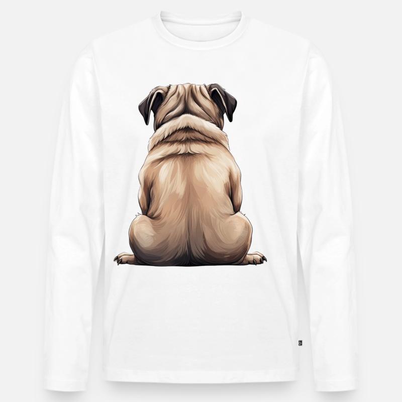 Mops - Männer Premium Bio Langarmshirt - Weiß
