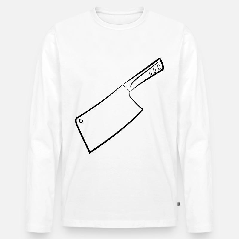 Hackbeil Zeichnung - Männer Premium Bio Langarmshirt - Weiß