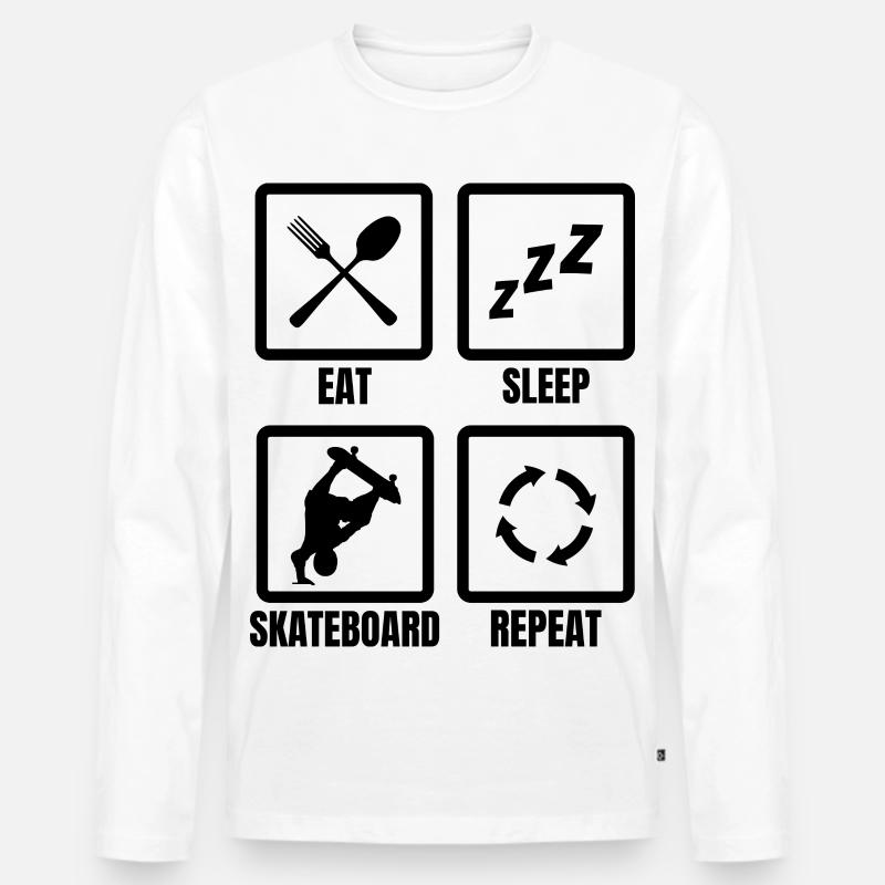 Skateboarding Routine - Männer Premium Bio Langarmshirt - Weiß