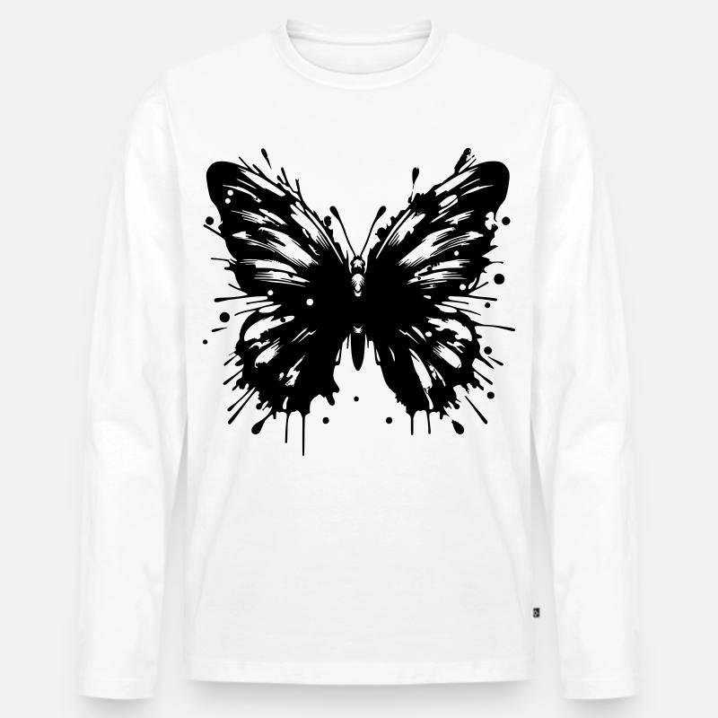 Schmetterling - Männer Premium Bio Langarmshirt - Weiß