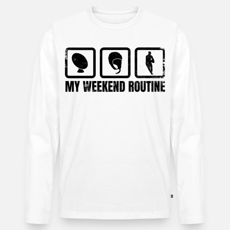 Rugbyspieler Wochenendplan - Männer Premium Bio Langarmshirt - Weiß