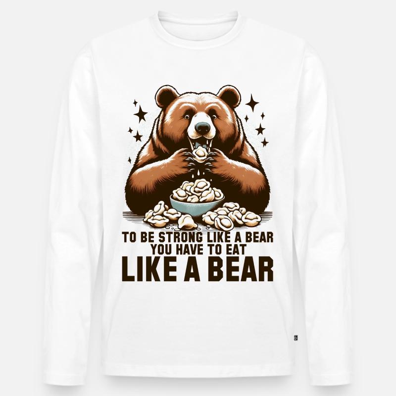 Pelmeni Bär stark Geschenk - Männer Premium Bio Langarmshirt - Weiß