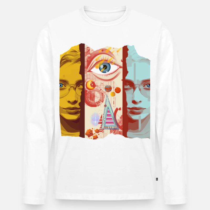 Modernes Kunstdesign - Männer Premium Bio Langarmshirt - Weiß