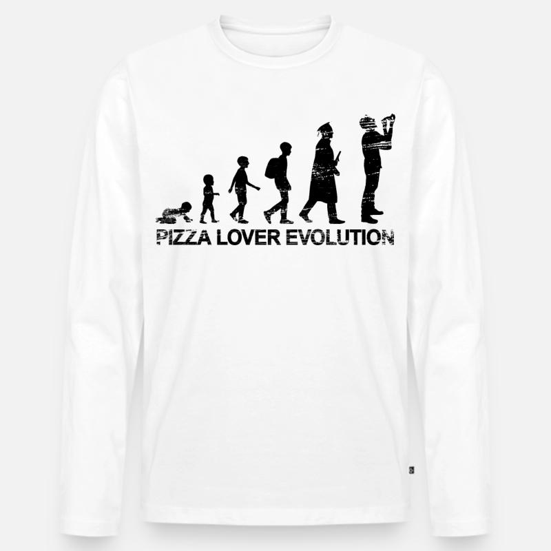 Pizza Lover Evolution - Männer Premium Bio Langarmshirt - Weiß