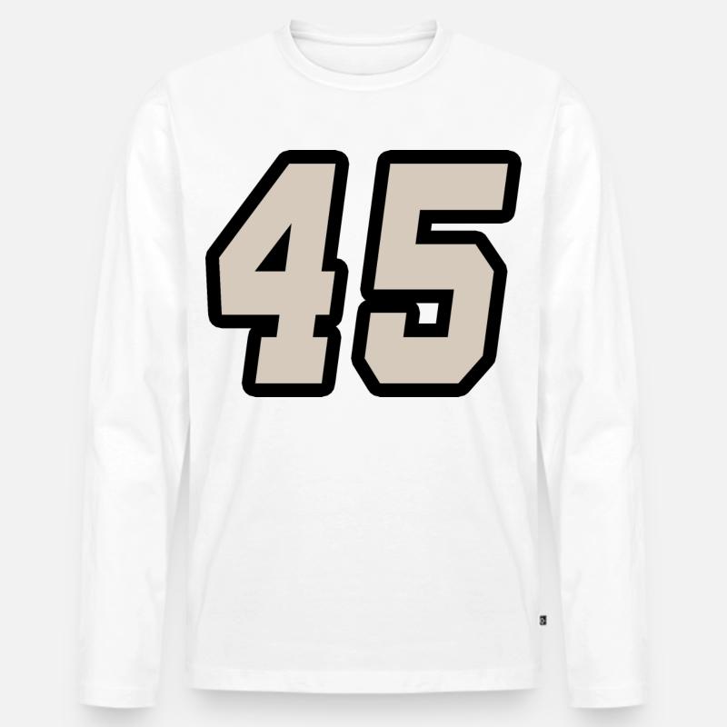 Nummer fünfundvierzig 45 - Männer Premium Bio Langarmshirt - Weiß