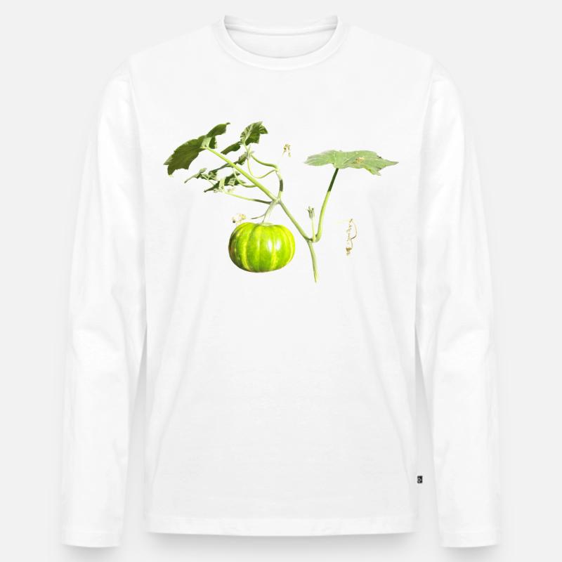 Kürbis - Männer Premium Bio Langarmshirt - Weiß