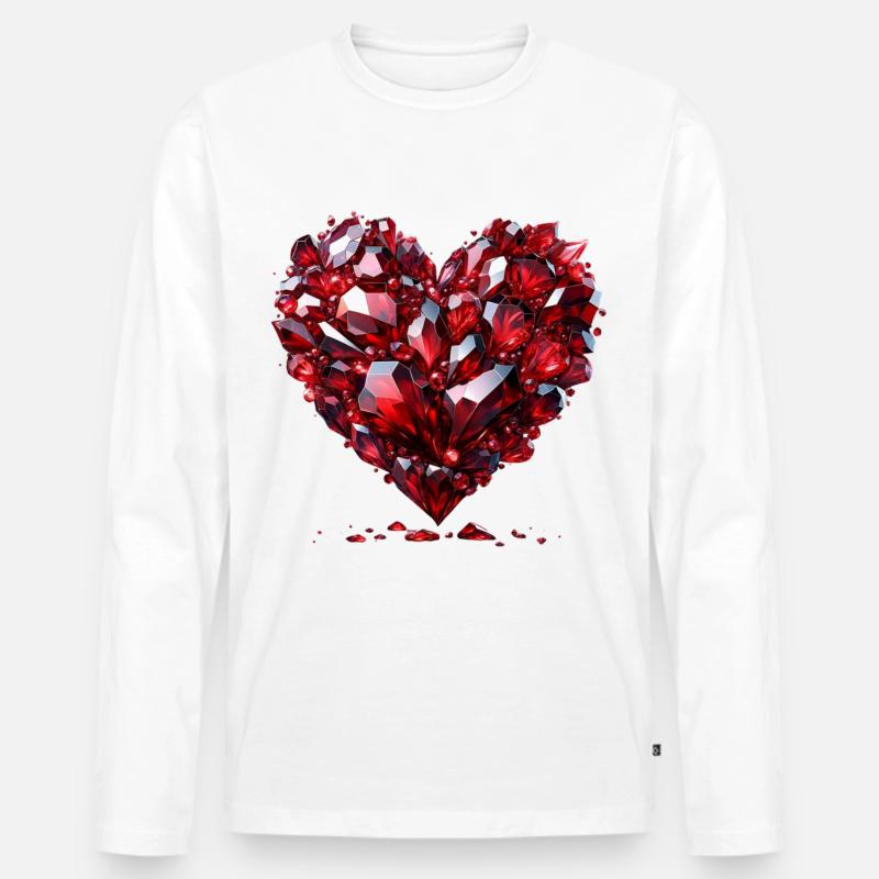 Ruby Love T-Shirt - Männer Premium Bio Langarmshirt - Weiß