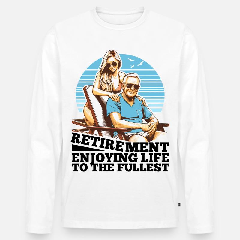 Rente Ruhestand Leben genießen Geschenk - Männer Premium Bio Langarmshirt - Weiß