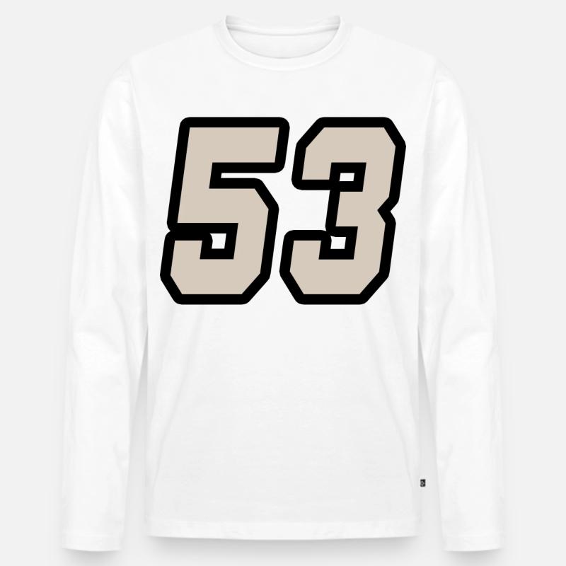 Nummer dreiundfünfzig 53 - Männer Premium Bio Langarmshirt - Weiß