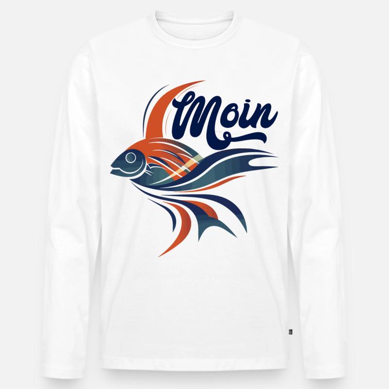 Farbiger Flussfisch Abstract Moin - Männer Premium Bio Langarmshirt - Weiß