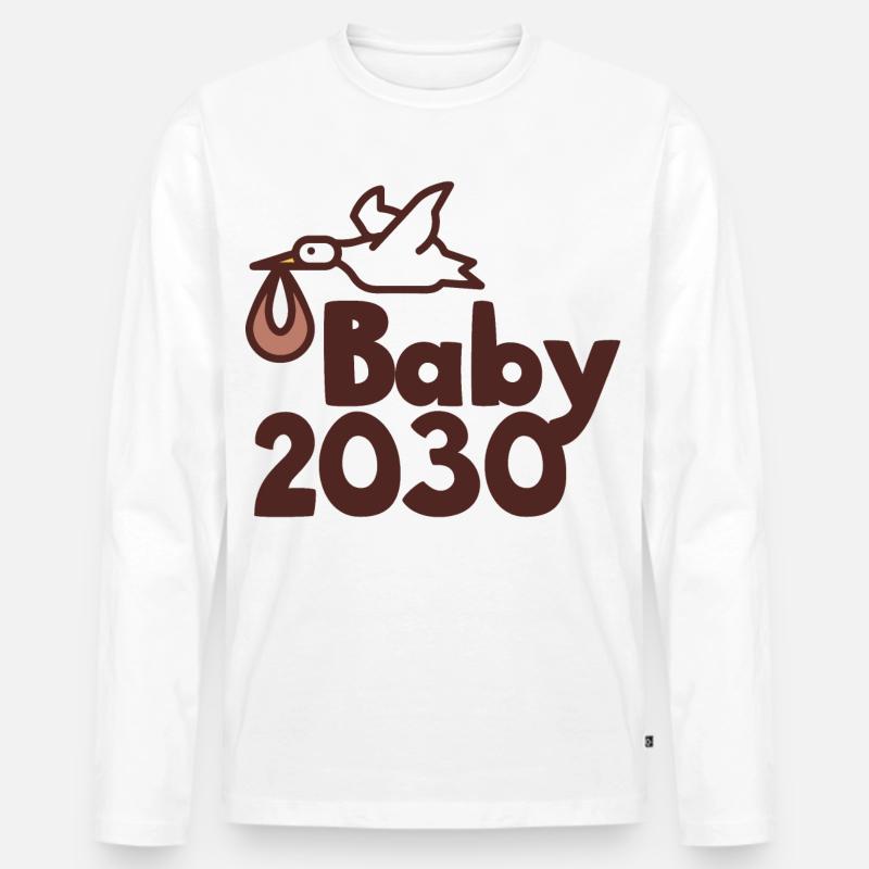 Storch Baby 2030 - Männer Premium Bio Langarmshirt - Weiß