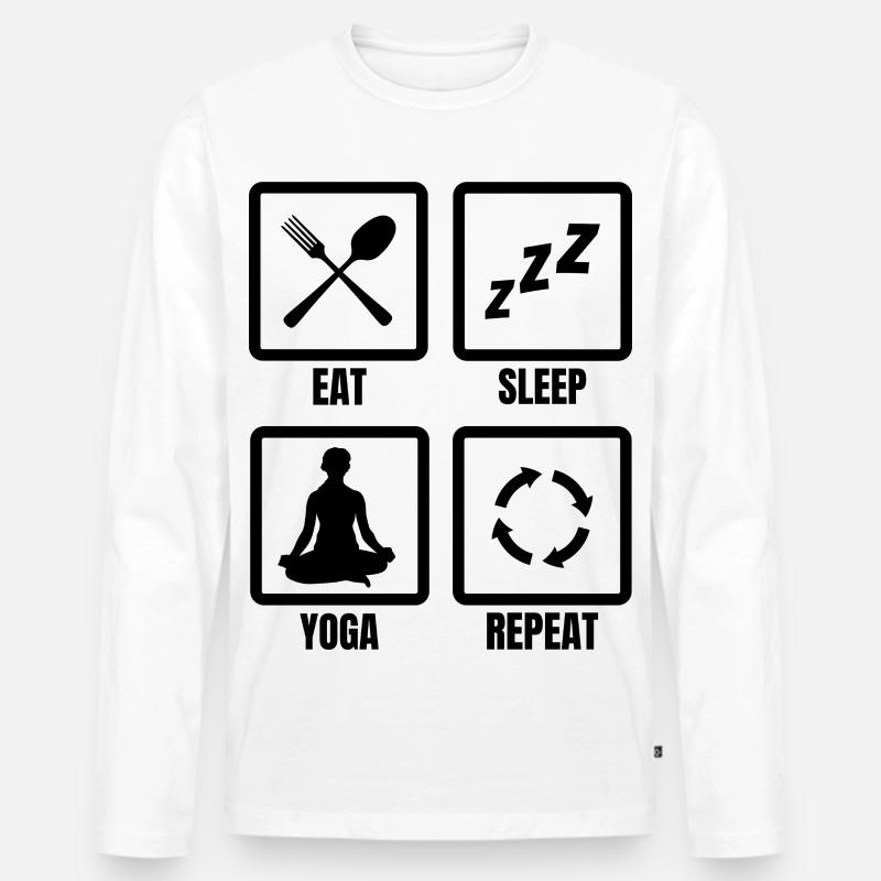 Yoga Routine - Männer Premium Bio Langarmshirt - Weiß