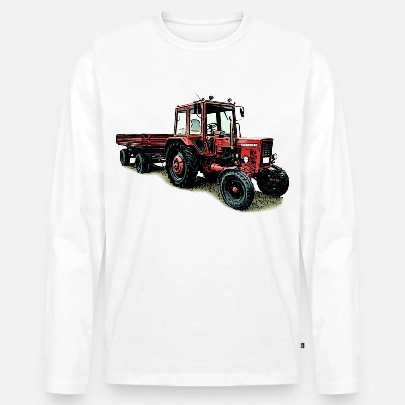 Belarus MTS 80 mit Anhänger - Männer Premium Bio Langarmshirt - Weiß