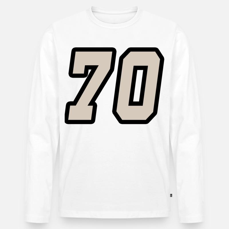 Zahl 70 Nummer Siebzig 70 - Männer Premium Bio Langarmshirt - Weiß