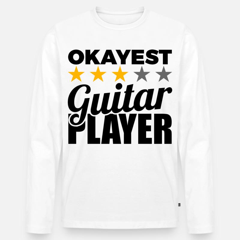Okayest Guitar Player - Männer Premium Bio Langarmshirt - Weiß
