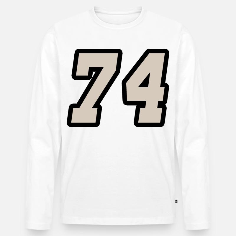 Nummer vierundsiebzig 74 - Männer Premium Bio Langarmshirt - Weiß
