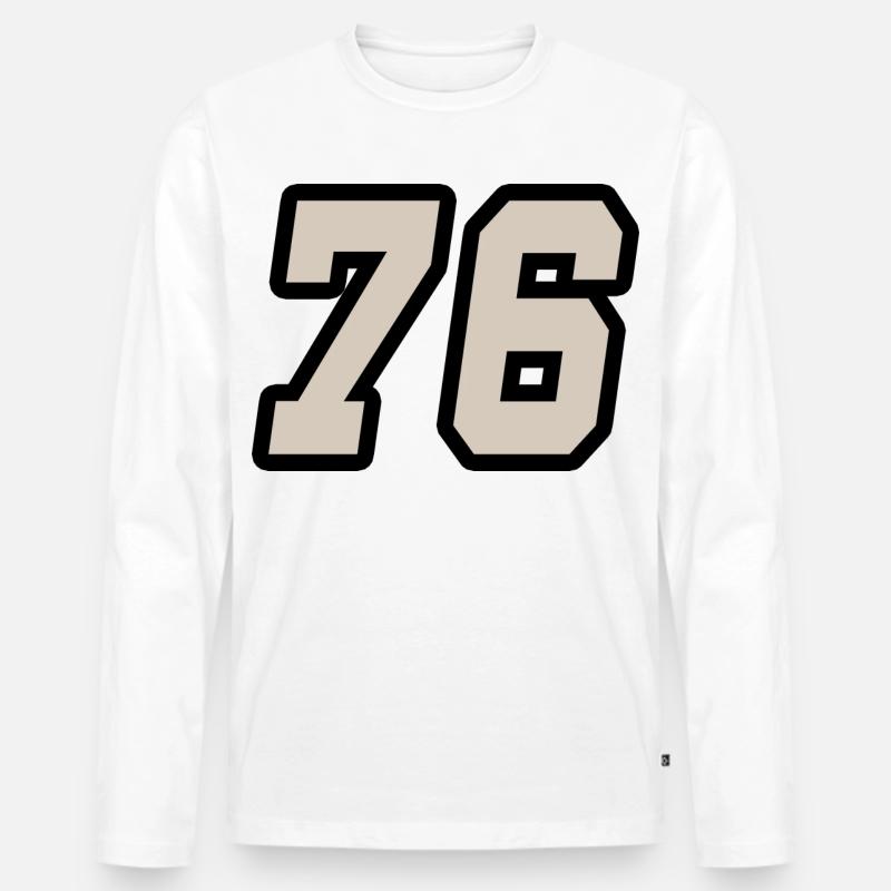 Nummer sechsundsiebzig 76 - Männer Premium Bio Langarmshirt - Weiß