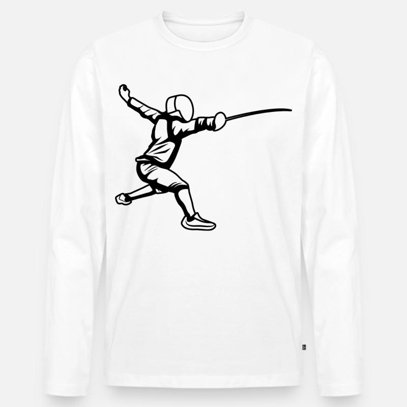 Fechter Skizze - Männer Premium Bio Langarmshirt - Weiß