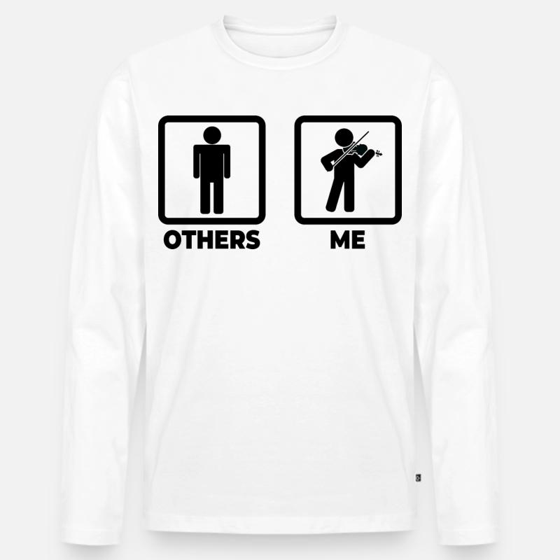 Geiger Strichfigur - Männer Premium Bio Langarmshirt - Weiß