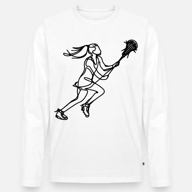 Lacrosse Mädchen - Männer Premium Bio Langarmshirt - Weiß