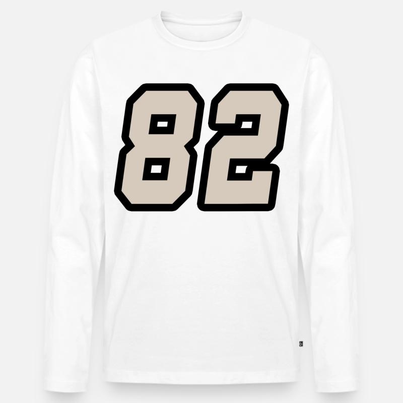 Nummer zweiundachtzig 82 - Männer Premium Bio Langarmshirt - Weiß