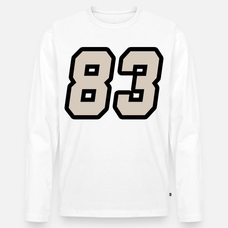 Nummer dreiundachtzig 83 - Männer Premium Bio Langarmshirt - Weiß