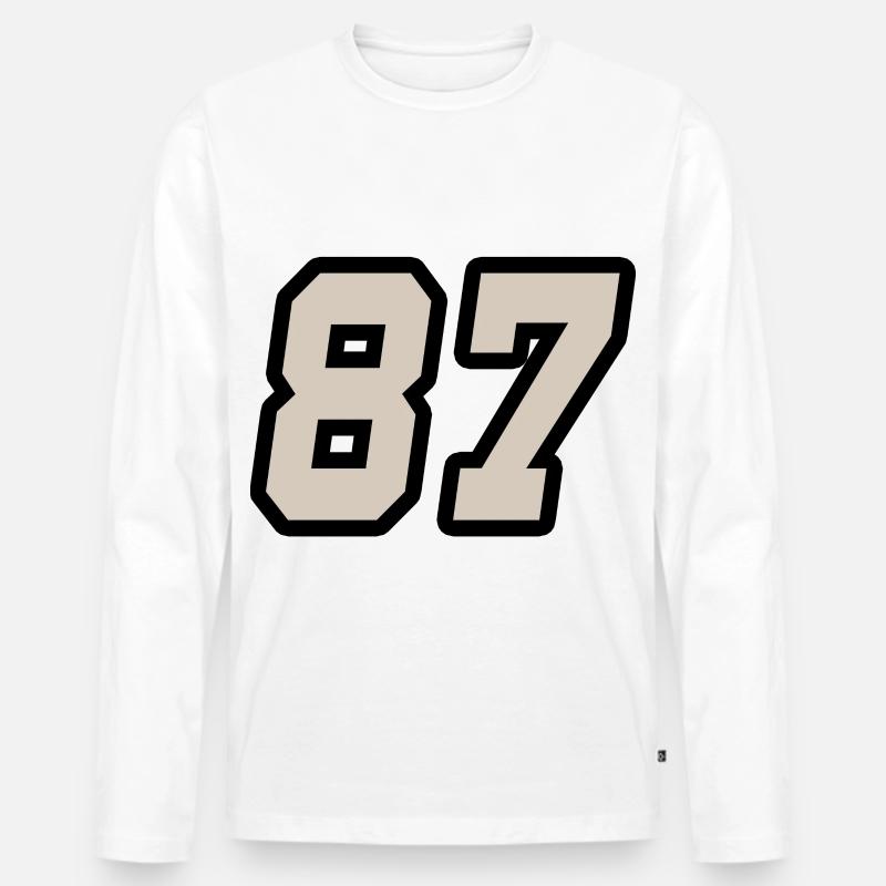 Nummer siebenundachtzig 87 - Männer Premium Bio Langarmshirt - Weiß