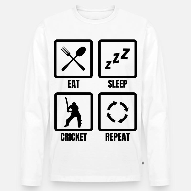 Kricket Routine - Männer Premium Bio Langarmshirt - Weiß