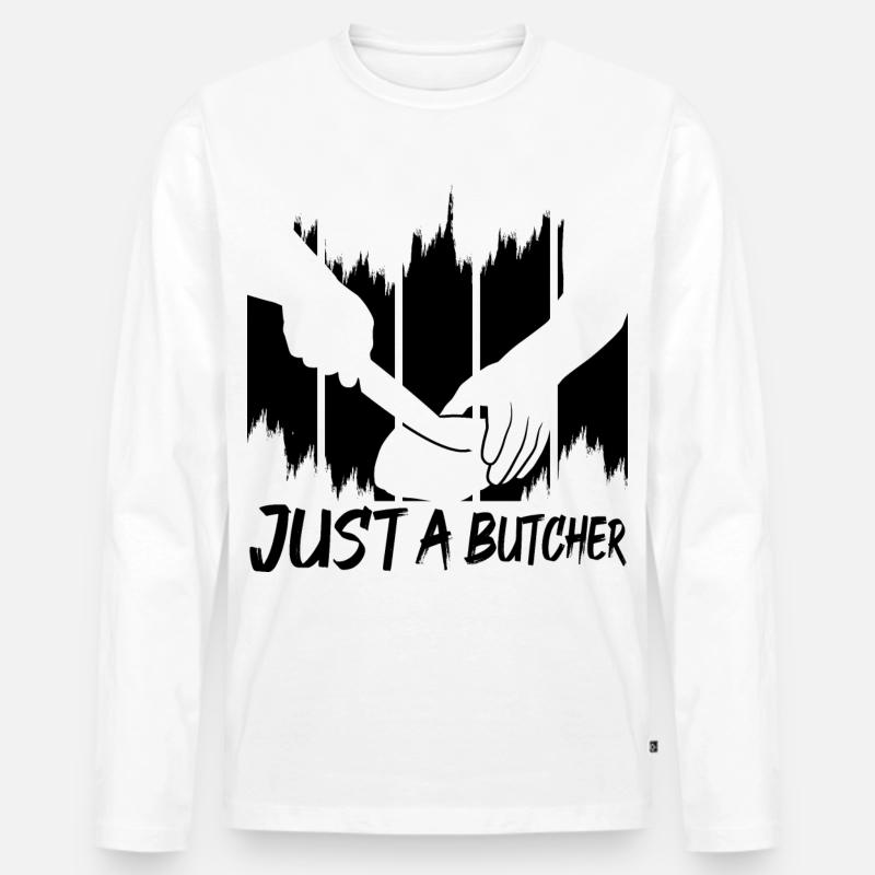 Metzger - Männer Premium Bio Langarmshirt - Weiß