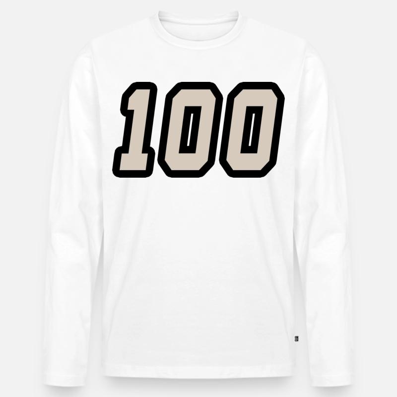 Zahl einhundert 100 - Männer Premium Bio Langarmshirt - Weiß