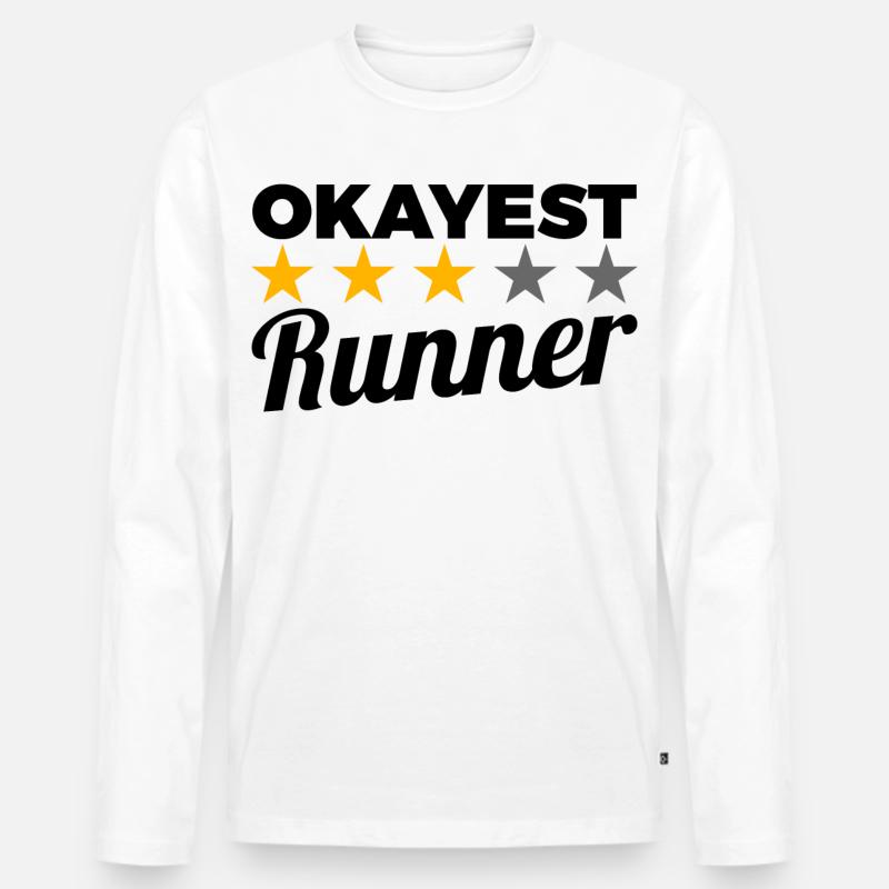 Lustiger Läufer - Männer Premium Bio Langarmshirt - Weiß