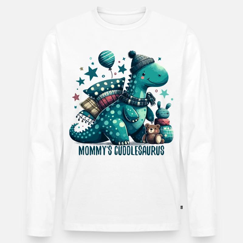 Mommy’s Cuddlesaurus Kuschel-Dinosaurier Geschenk - Männer Premium Bio Langarmshirt - Weiß