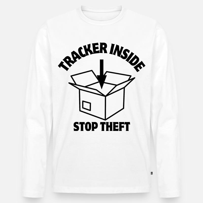 Security, Parcel Lock, Inside Tracker - Men's Premium Organic Long Sleeve Shirt - white