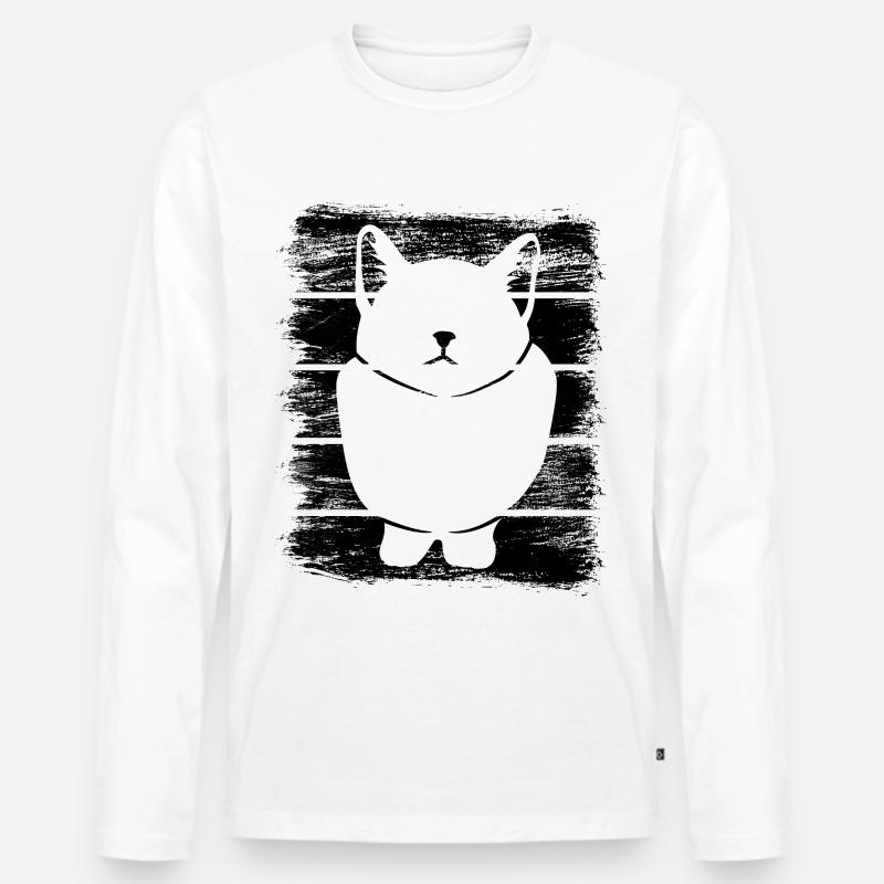 Katze - Männer Premium Bio Langarmshirt - Weiß