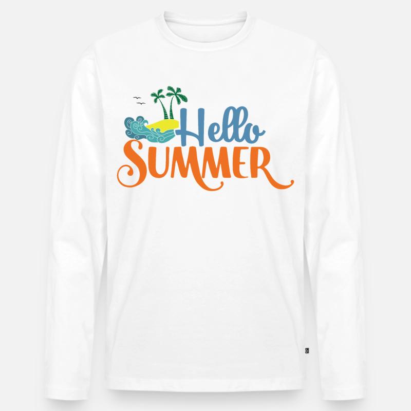 Hallo Summmer - Männer Premium Bio Langarmshirt - Weiß