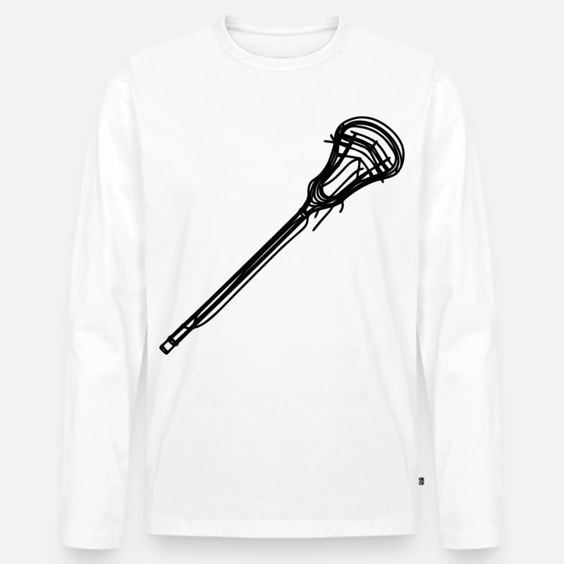 Lacrosseschläger Skizze - Männer Premium Bio Langarmshirt - Weiß