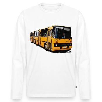 Gelber Ikarus Bus Z80 - Männer Premium Bio Langarmshirt - Weiß - Vorne - Nico (187cm)