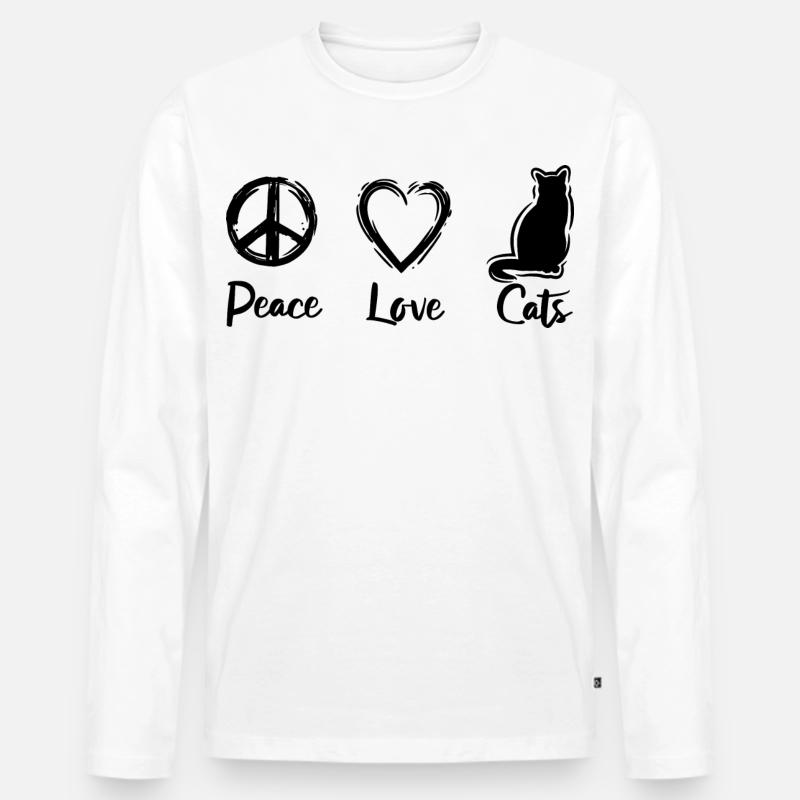 Ich liebe Katzen - Männer Premium Bio Langarmshirt - Weiß