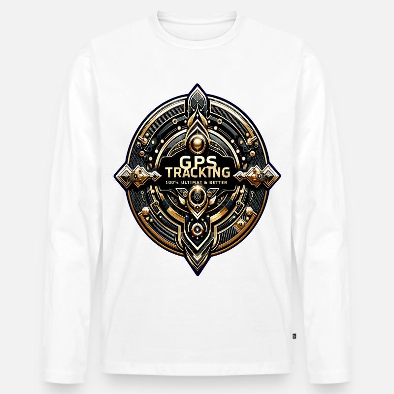GPS Tracking Sticker - Männer Premium Bio Langarmshirt - Weiß