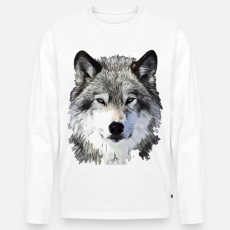 Der Wolf - Männer Premium Bio Langarmshirt - Weiß