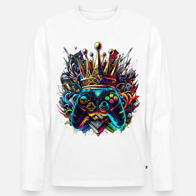 Königlicher Graffiti Gaming Controller - Männer Premium Bio Langarmshirt - Weiß
