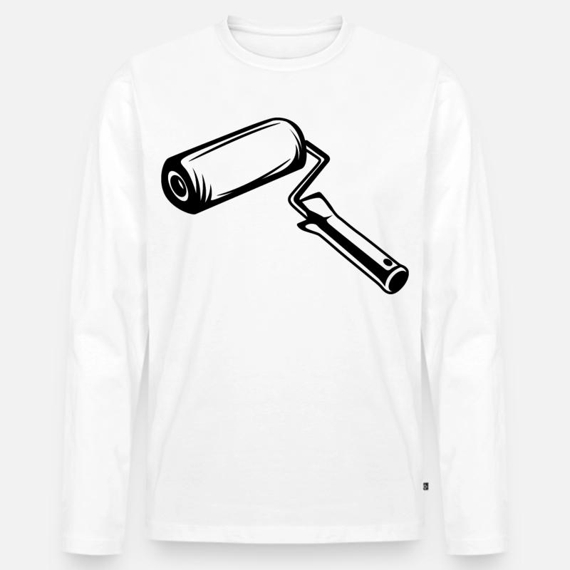 Malerrolle Zeichnung - Männer Premium Bio Langarmshirt - Weiß